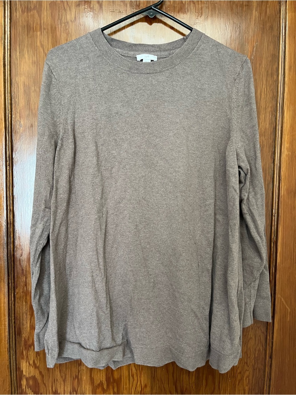 J. Jill Long-Sleeve Crewneck Sweater in Taupe
